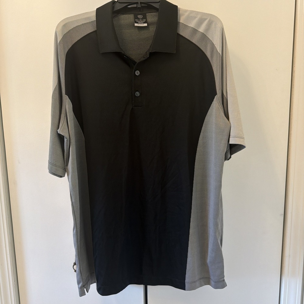 Nike Golf Men Polo XL Black Colorblock Dri-Fit UV Activewear Swoosh